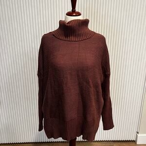 DRRITA Women's Turtleneck Oversized Sweaters Size M In Brown
